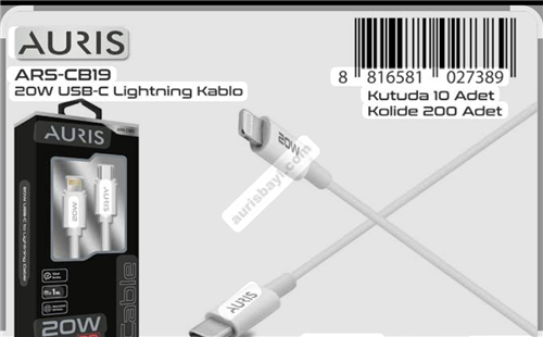 AURIS LİGHTİNG-TYPE-C ŞARJ KABLOSU 20W  PK:10 